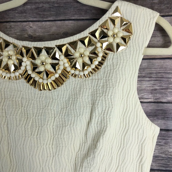 Milly New York ivory gold beaded sleeveless dress - Picture 4 of 8